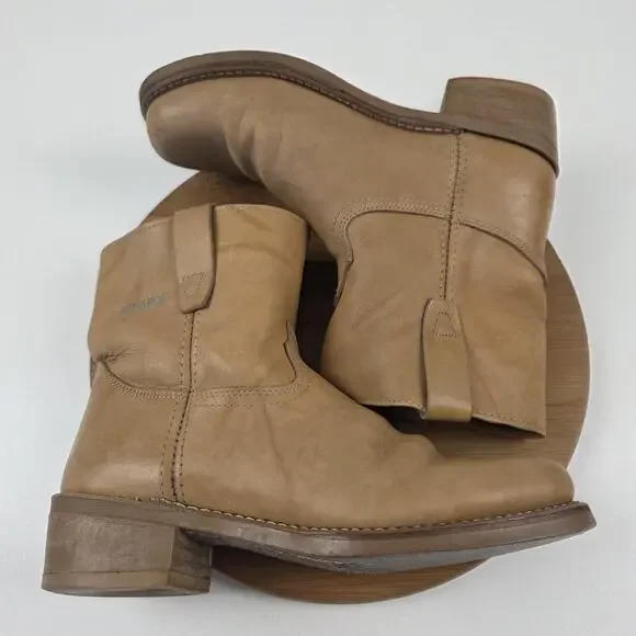 Durango Boots Mens Size 9 Tan Leather Pull On Roper Western Short Ankle Work‎